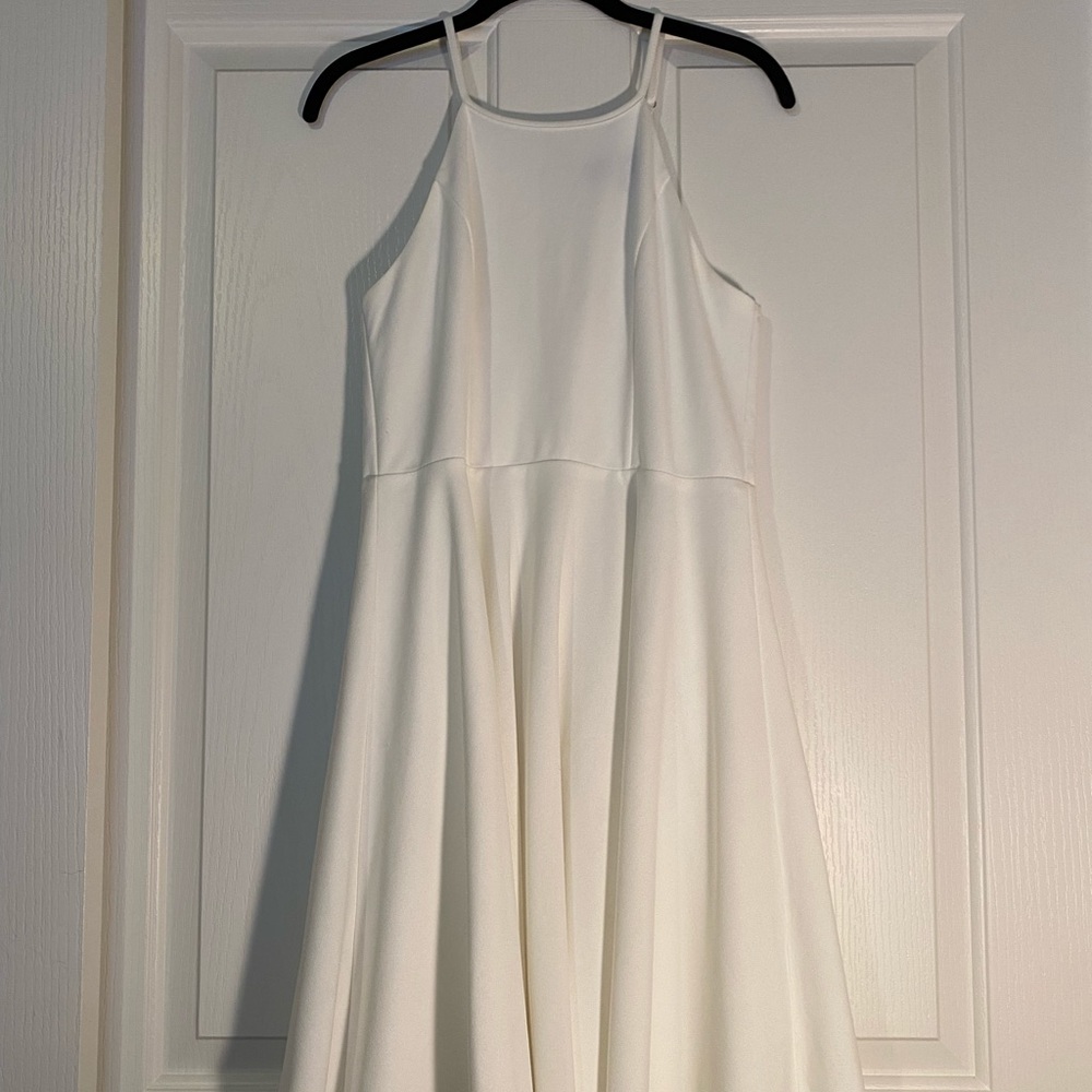 Lulu’s white, high cut skater dress
